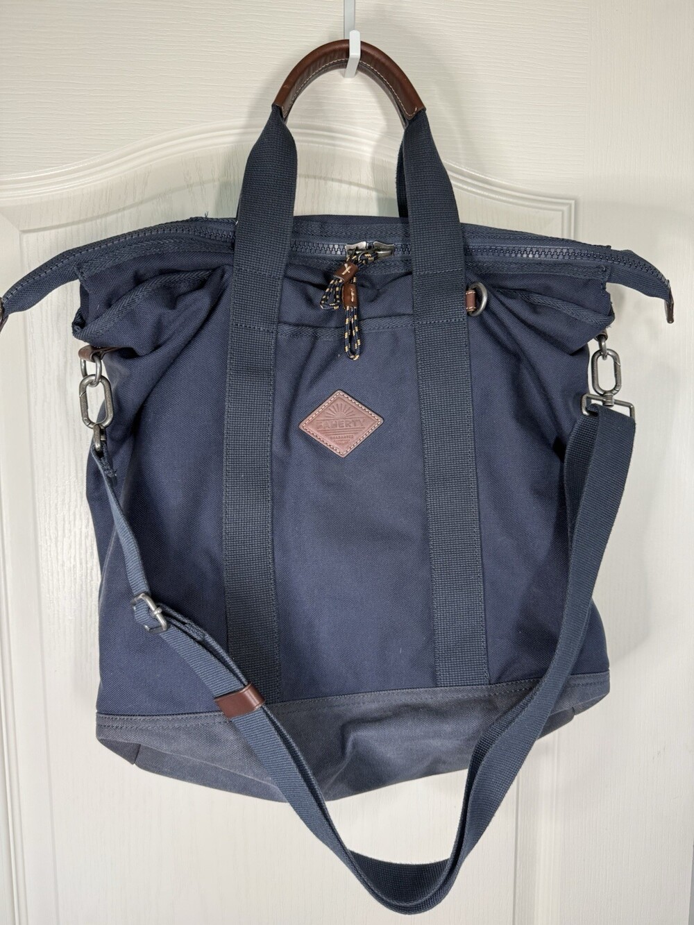 Faherty Latitude Convertible Tote Bag Navy Blue Shoulder Handbag Canvas Utility